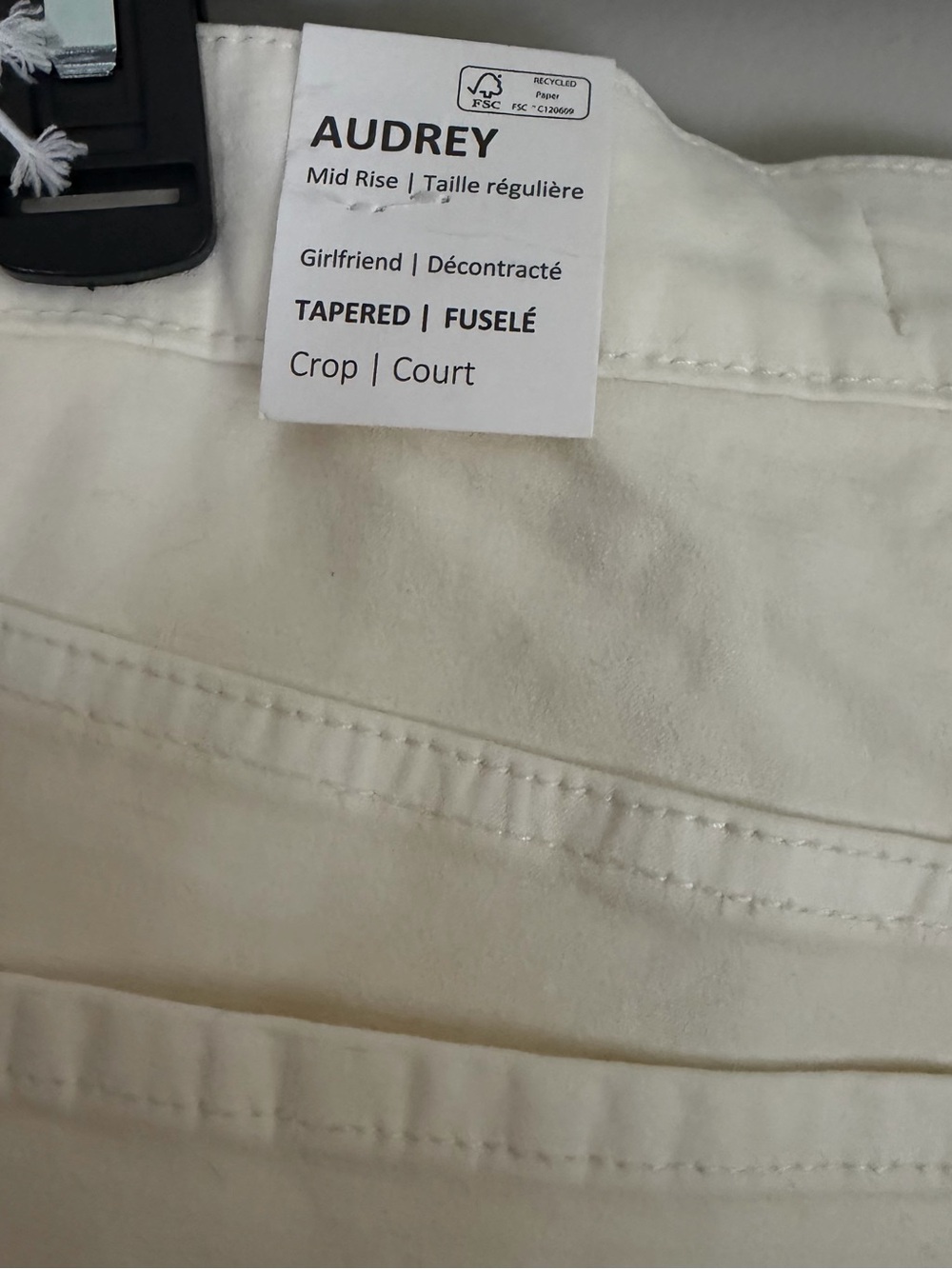 High-Waist Cream Cotton Pants size 8 NWT - Picture 4 of 4